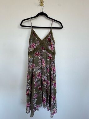 White House Black Market Floral Asymmetrical Midi Dress